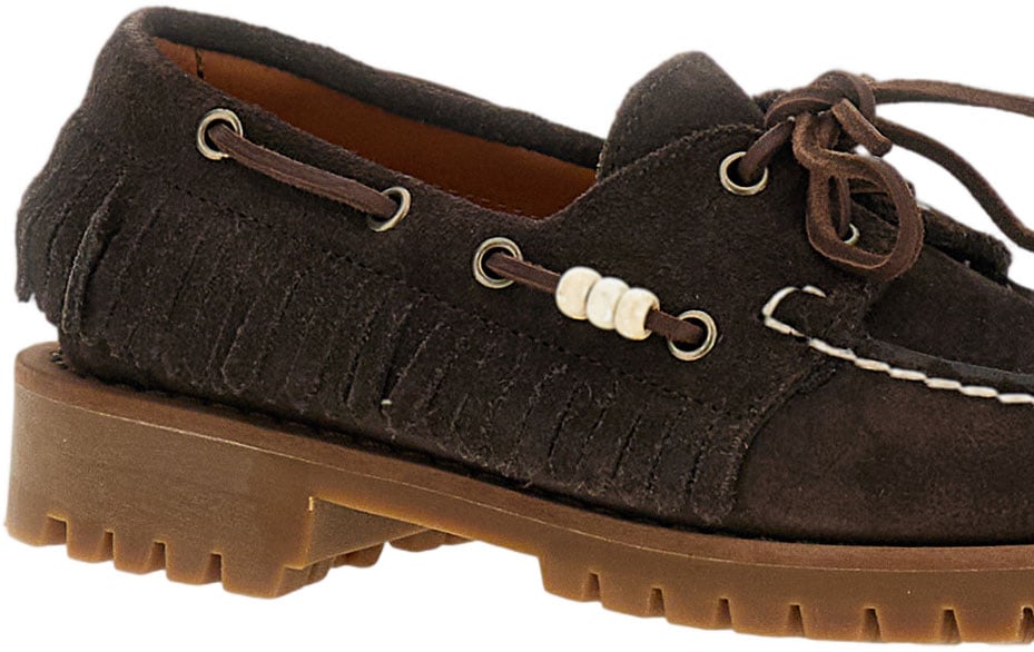 SEBAGO Handcrafted Waxed Suede Moccasins With Beaded Accents Bruin