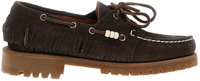 SEBAGO Handcrafted Waxed Suede Moccasins With Beaded Accents Bruin