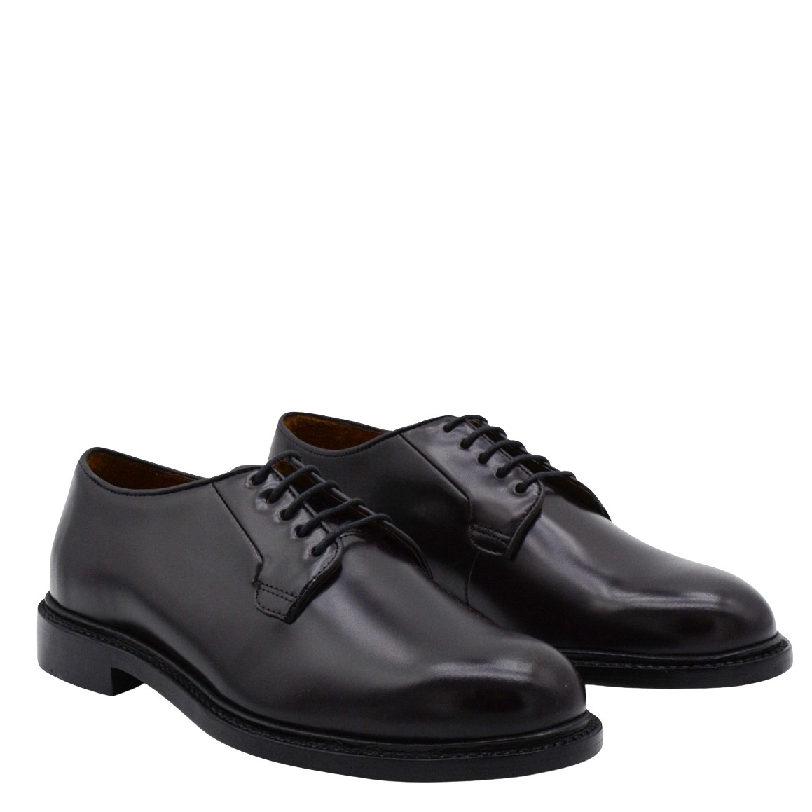 SEBAGO Polished Leather Men's Flat Shoes Zwart