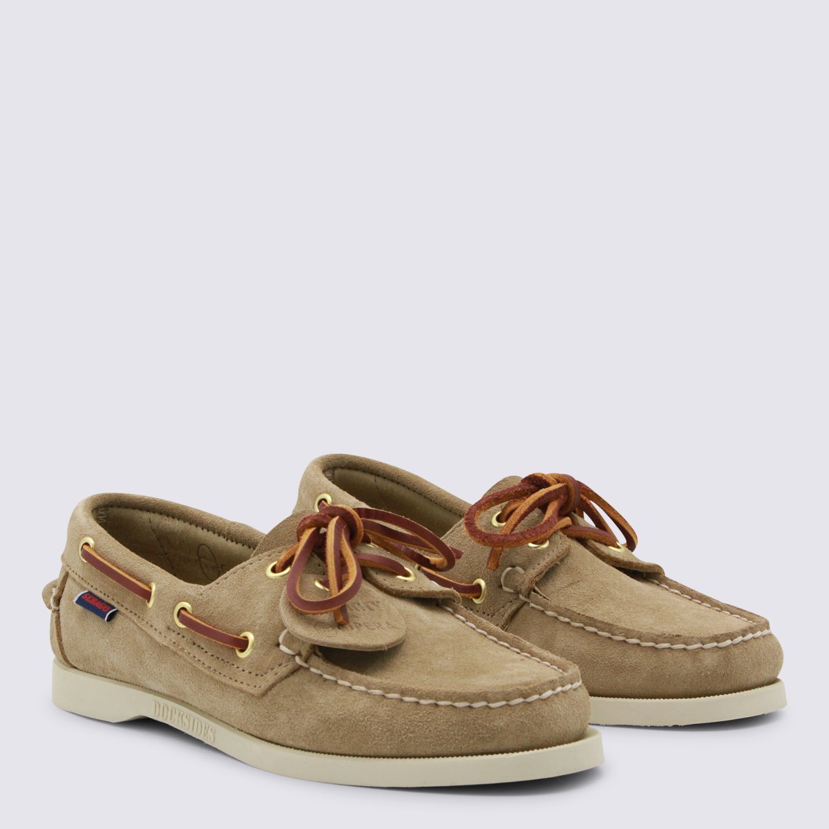 SEBAGO Classic Moccasin-Style Flats with Leather Lace Detail Bruin