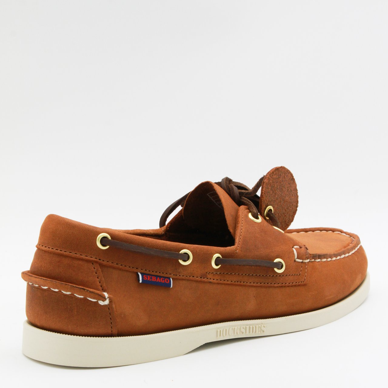 SEBAGO Brown Leather Boat Shoes with Moccasin Stitching Bruin