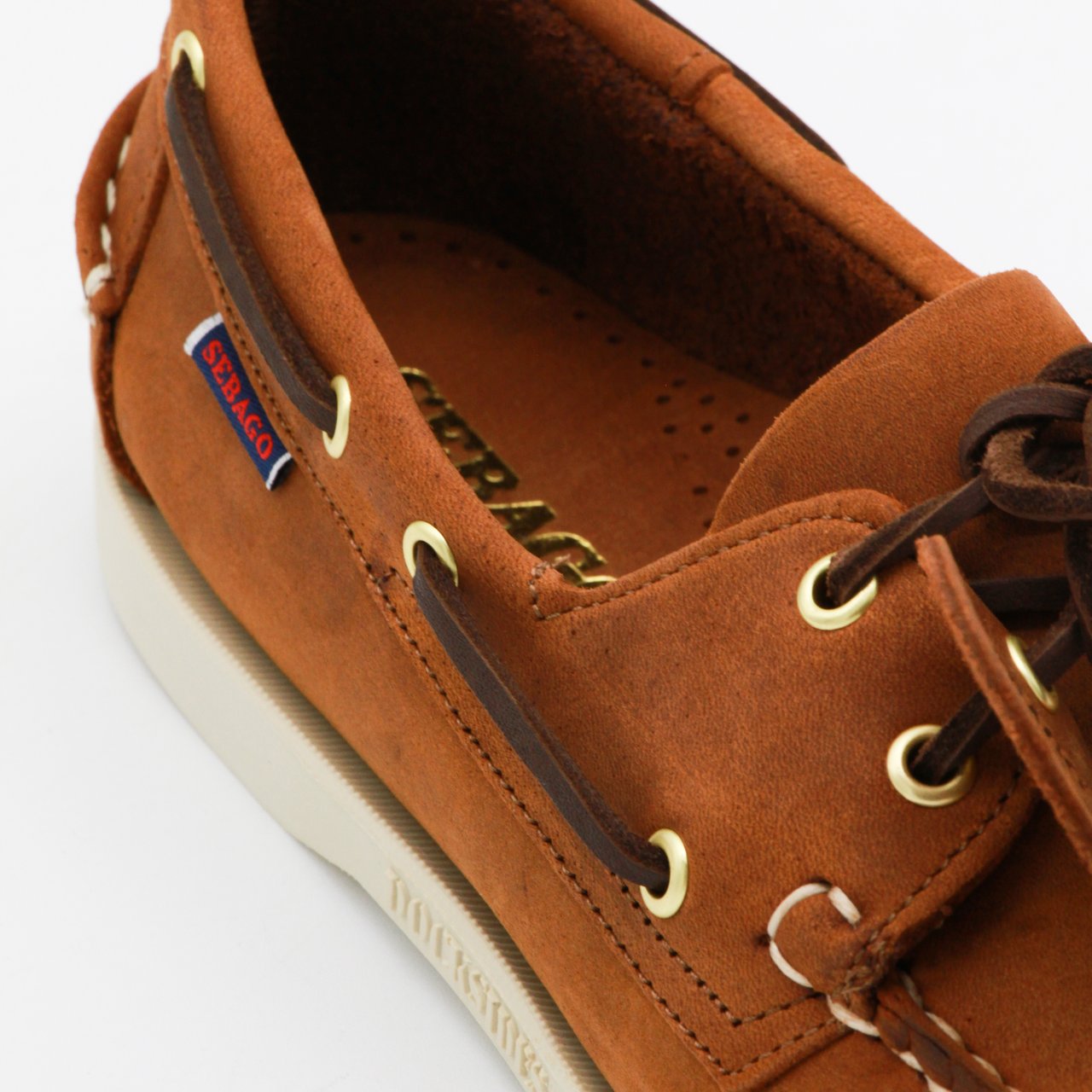 SEBAGO Brown Leather Boat Shoes with Moccasin Stitching Bruin
