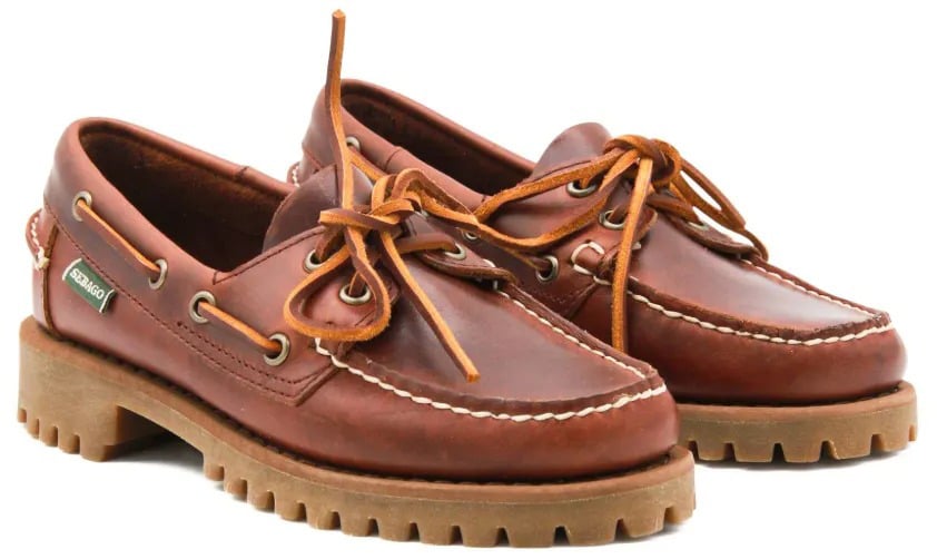 SEBAGO chaussures bateau ranger en cuir Bruin