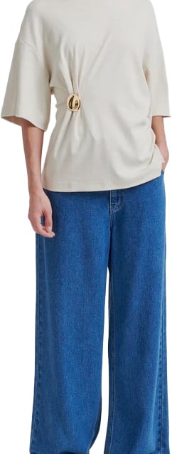 Second Female Second Female - Shirt KM - Enora Brooch Tee - 0512 Soft Beige Beige