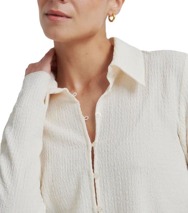 Second Female - Blouse LM - Paria LS Collar Tee - 0508 Tofu Wit