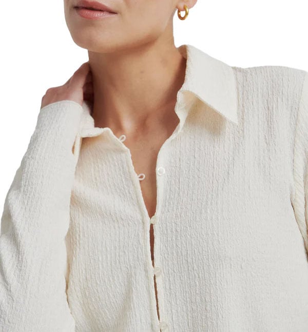 Second Female - Blouse LM - Paria LS Collar Tee - 0508 Tofu Wit