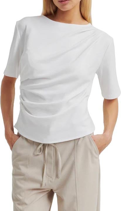 Second Female - Shirt KM - Ulina Drape Tee - 1001 White Wit