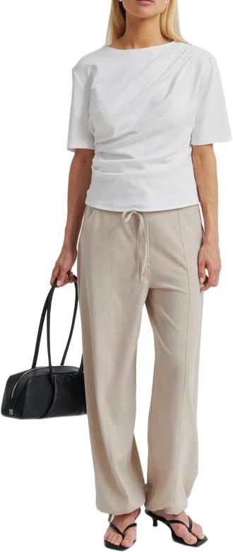 Second Female - Shirt KM - Ulina Drape Tee - 1001 White Wit