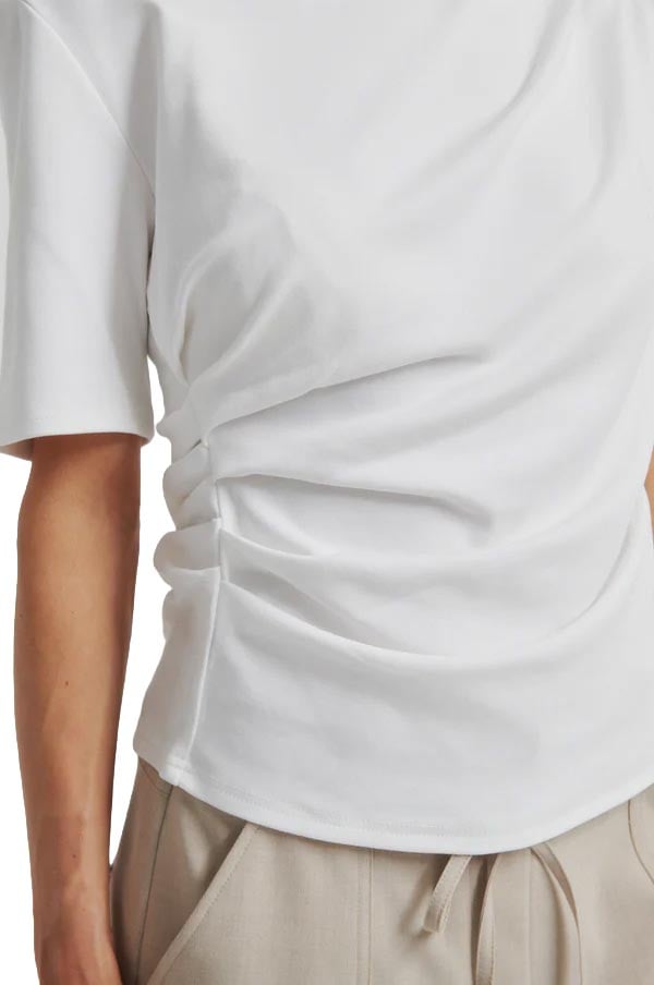 Second Female - Shirt KM - Ulina Drape Tee - 1001 White Wit