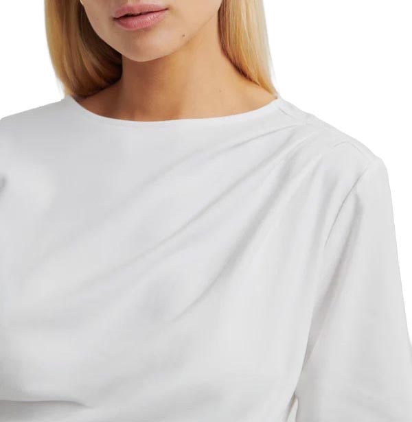 Second Female - Shirt KM - Ulina Drape Tee - 1001 White Wit