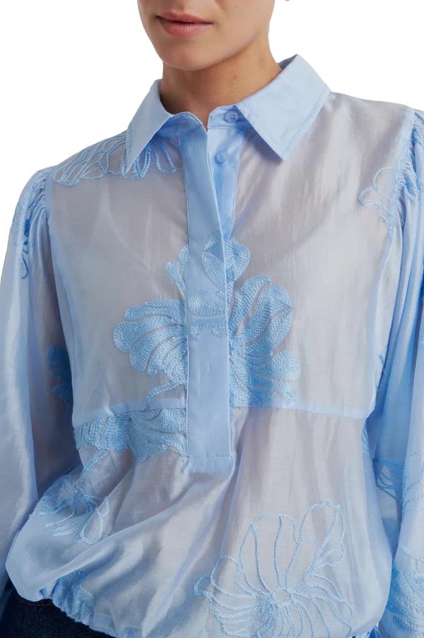 Second Female Second Female - Blouse LM - Vira Blouse - Windsurfer Blauw