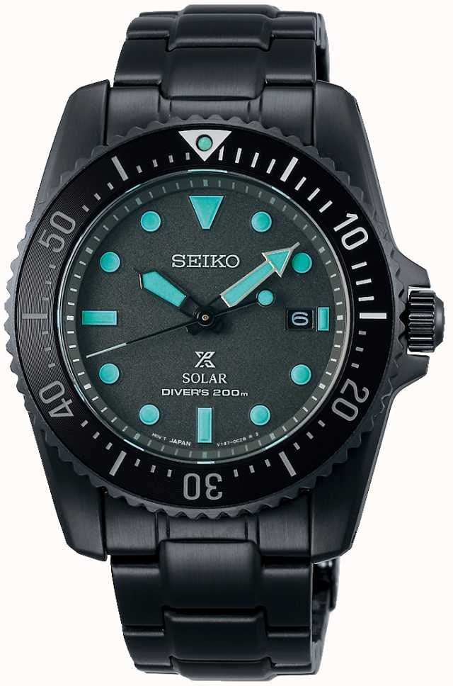 Seiko Seiko Horloge SNE587P1 Prospex Solar Staal met Zwarte Coating Solar Saffierglas 200m Waterdicht 39mm Limited Edition 2.595/6.000 Divers