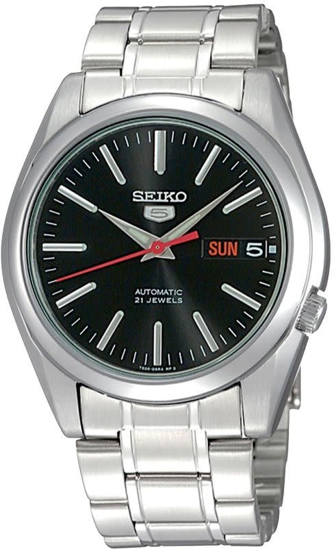 Seiko HEREN AUTOMAAT STAAL BRACELET ZWART WR SNKL45K1 Zilver