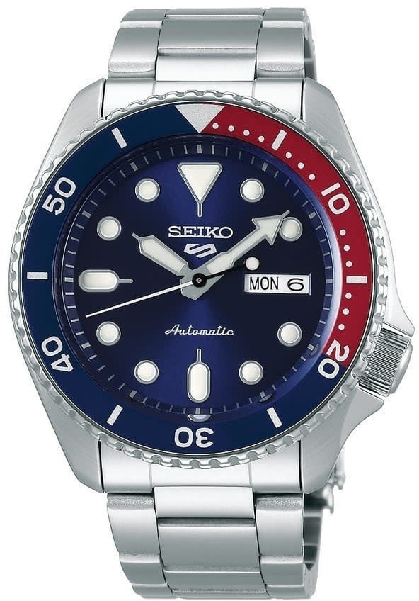 Seiko SRPD53K1 5 Sports Automatic Staal Blauw/Rood Divers