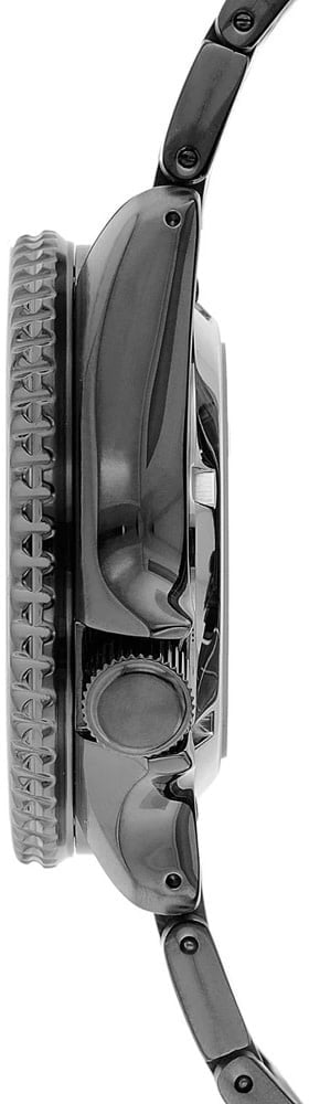 Seiko Seiko Horloge SRPD65k1 5 Sports Staal Automaat in Gun-Metal 100m Waterdicht met Zwarte Wijzerplaat 42mm Donkergrijs