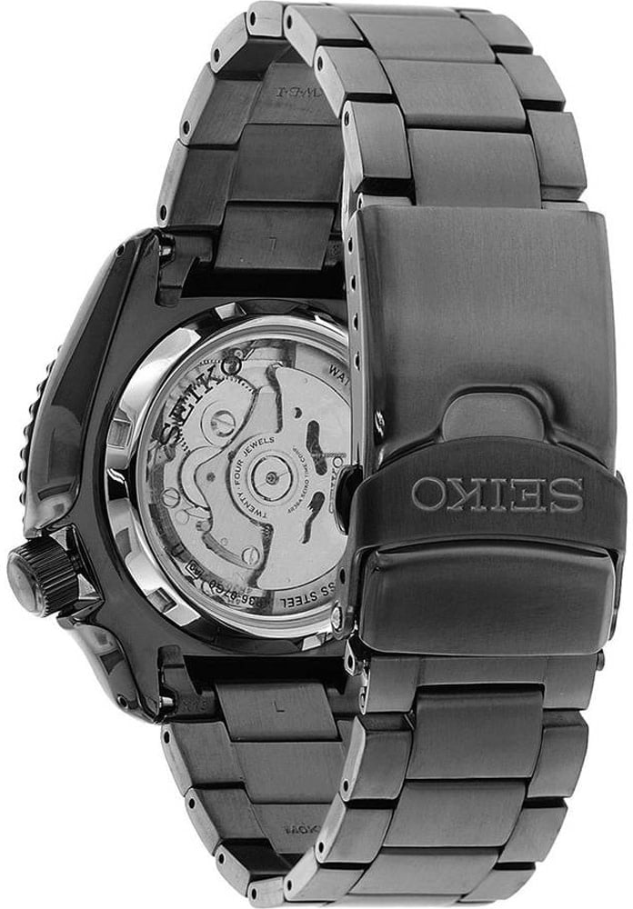 Seiko Seiko Horloge SRPD65k1 5 Sports Staal Automaat in Gun-Metal 100m Waterdicht met Zwarte Wijzerplaat 42mm Donkergrijs