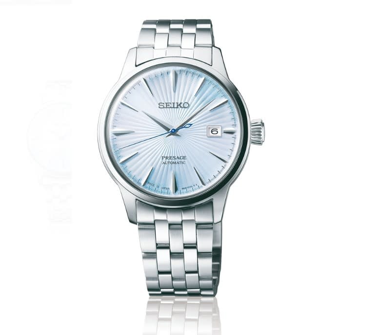 Seiko Horloge SRPE19J1 Presage Staal Automaat 50m Waterdicht met Licht Blauwe Wijzerplaat 40mm Zilver
