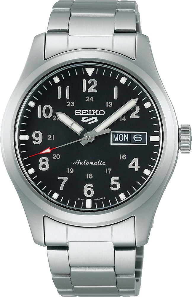 Seiko Seiko Horloge SRPG27K1 Seiko 5 Staal Automatic 100m Waterdicht met Zwart Wijzerplaat 39mm Divers
