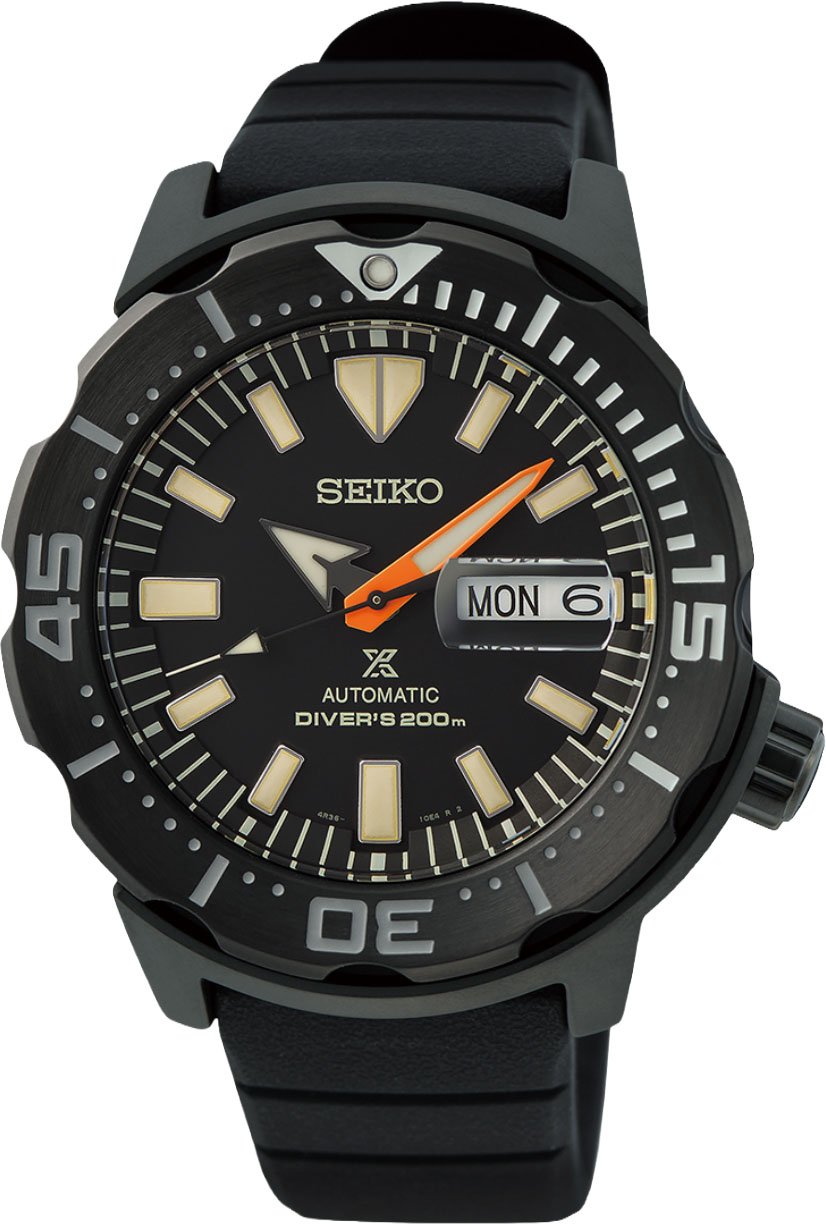 Seiko Horloge SRPH13K1 Prospex Automaat 200m Waterdicht met Rubberen Band Black Series 42mm Limited Edition 2.994/7.000 Zwart