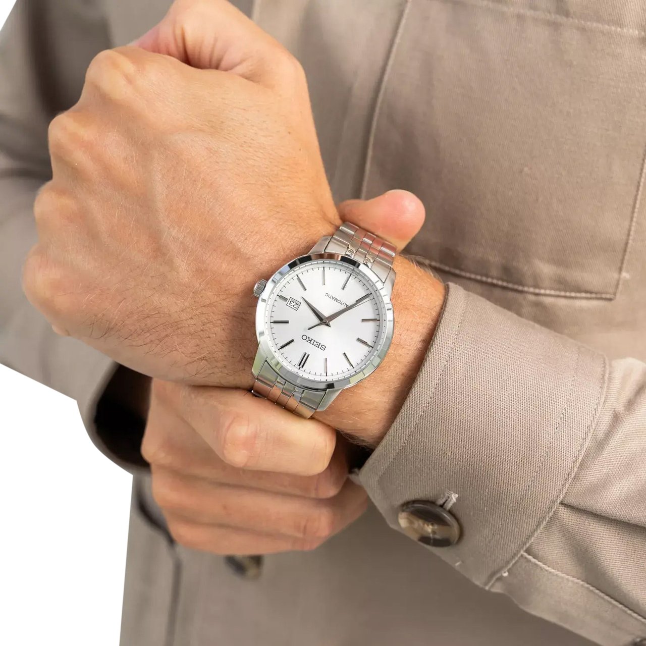 Seiko Horloge SRPH85K1 Staal Automaat 100m Waterdicht 40mm Zilver