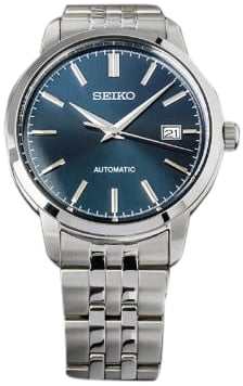 Seiko Horloge SRPH87K1 Staal Automaat 100m Waterdicht en Blauwe Wijzerplaat 41mm Zilver