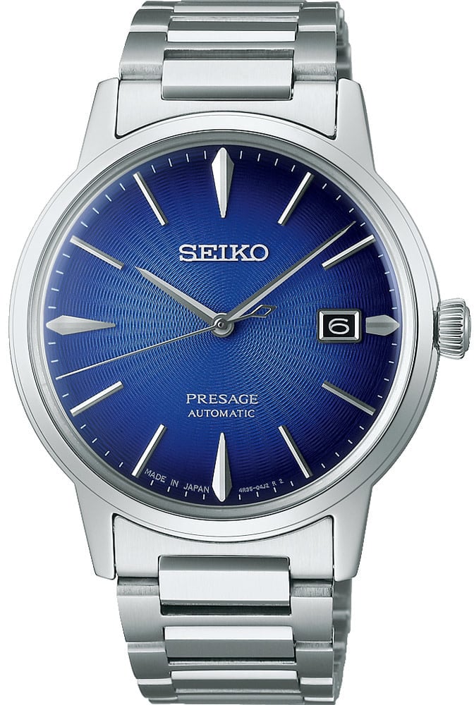 Seiko Horloge SRPJ13J Presage Automaat Staal 50m Waterdicht met Blauwe Wijzerplaat 40mm Zilver