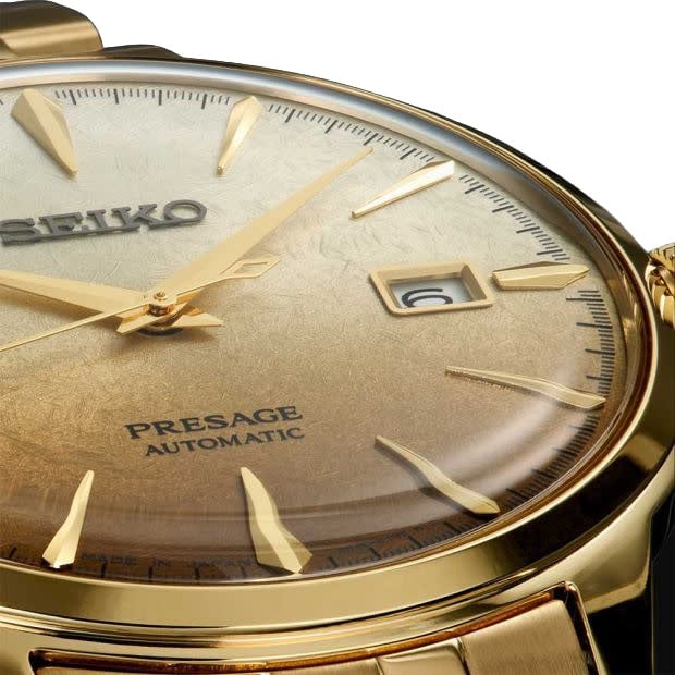 Seiko Horloge SRPK46J1 Presage Staal met Geelgouden Plating Automaat 50m Waterdicht met Cocktail Wijzerplaat 40mm Goud