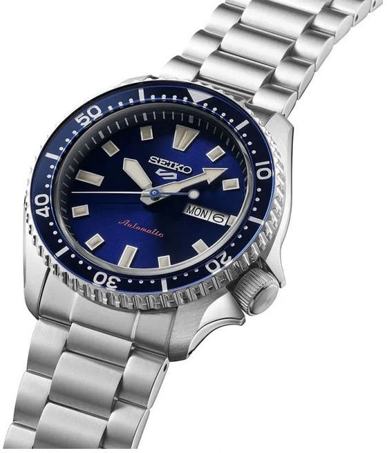 Seiko Seiko Horloge SRPL83K1 Sport 5 Staal Automaat 200m Waterdicht met Blauwe Wijzerplaat 40mm Blauw