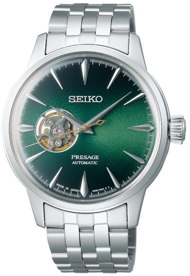 Seiko Horloge SSA441J1 Presage Staal Automaat 50m Waterdicht met Groene Wijzerplaat 40mm Zilver