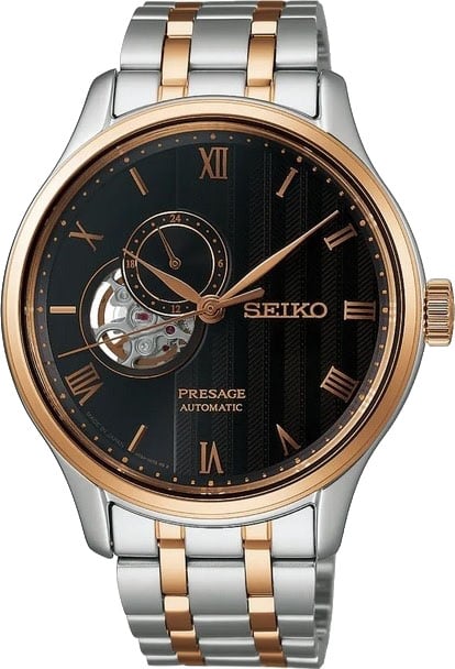 Seiko Horloge SSA466J1 Presage Japanese Garden Staal Bi-color Rose Automaat Openheart Saffierglas 42mm Divers