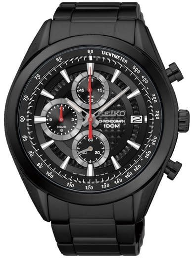 Seiko HEREN CHRONOGRAAF HC BRACELET ZWART 100M SSB179P1 Zwart