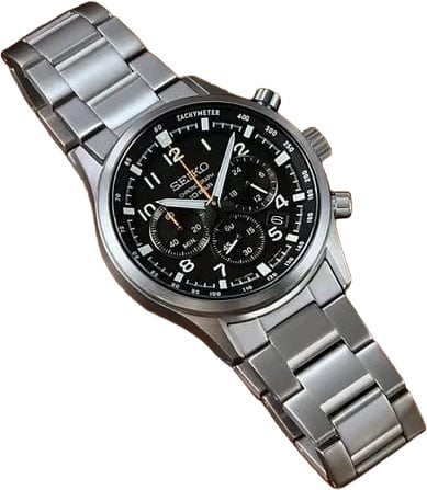 Seiko Horloge SSB447P1 Staal Quartz Chronograaf met Zwarte Wijzerplaat 43mm Zwart