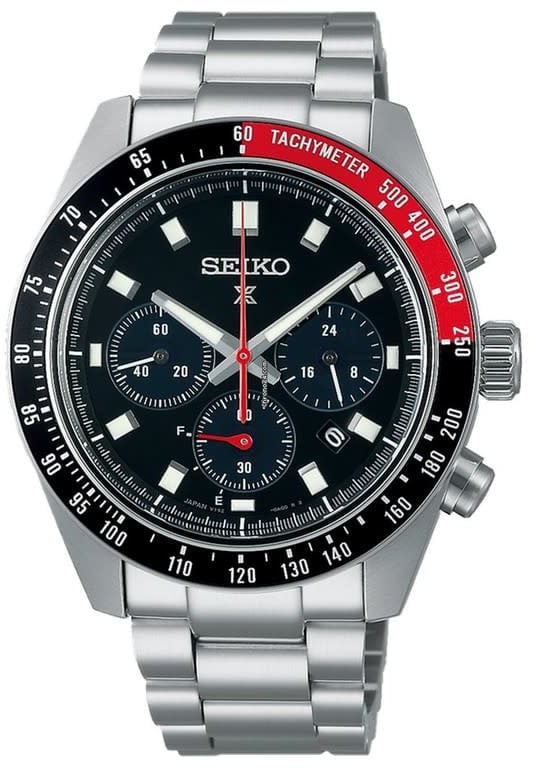 Seiko Horloge SSC915P1 Prospex Staal Solar Chronograaf Saffierglas 100m Waterdicht met Zwarte Wijzerplaat 41mm Zilver