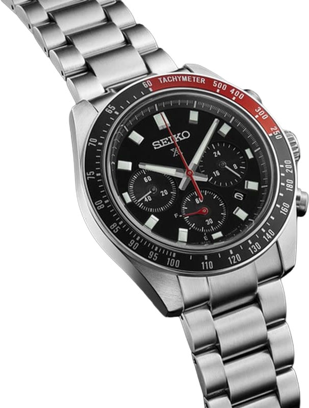 Seiko Horloge SSC915P1 Prospex Staal Solar Chronograaf Saffierglas 100m Waterdicht met Zwarte Wijzerplaat 41mm Zilver