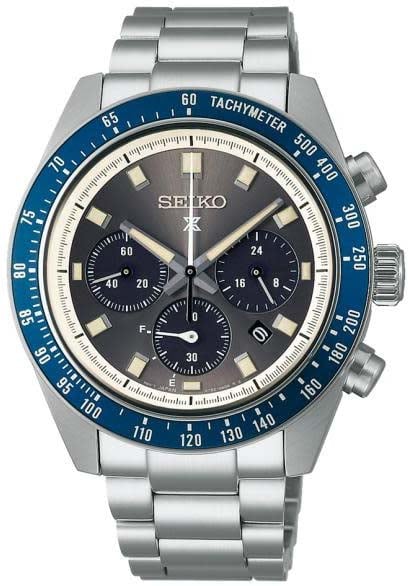 Seiko Seiko Horloge SSC939P1 Prospex Speedtimer Staal Solar Chronograaf Saffierglas 100m Waterdicht met Grijze Wijzerplaat 41mm Divers