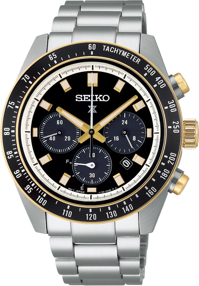 Seiko Horloge SSC941P1 Prospex Speedtimer Staal Bi-color Solar Chronograaf Saffierglas 100m Waterdicht met Zwarte Wijzerplaat 41mm Zwart