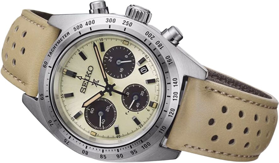 Seiko Horloge SSC959P1 Prospex Speedtimer Staal met Extra Band 100 meter Waterdichtheid 39mm Zilver