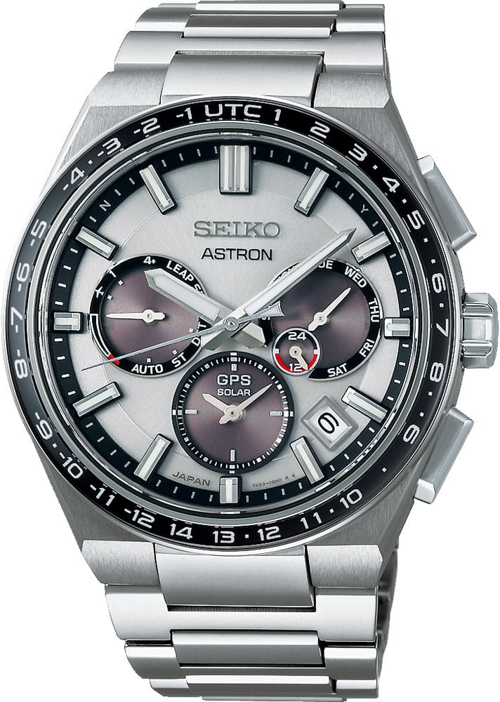Seiko Seiko Horloge SSH107J1 Astron Titanium Solar GPS Dual Time 100m Watericht Saffierglas met Grijze Wijzerplaat 43mm Divers