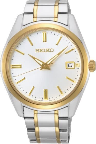 Seiko HEREN NEW LINK BICOLOUR BRACELET WIT 100M WR SUR312P1 Zilver