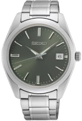 Seiko HEREN SS BRACELET NEW LINK GROEN 100M WR SUR527P1 Zilver
