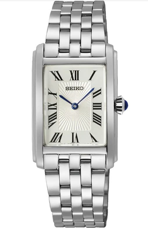 Seiko Horloge SWR083P1 Staal met Creme Wijzerplaat 22.2mm Waterdichtheid 50m Zilver