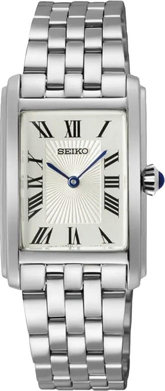 Seiko Horloge SWR083P1 Staal met Creme Wijzerplaat 22.2mm Waterdichtheid 50m Zilver