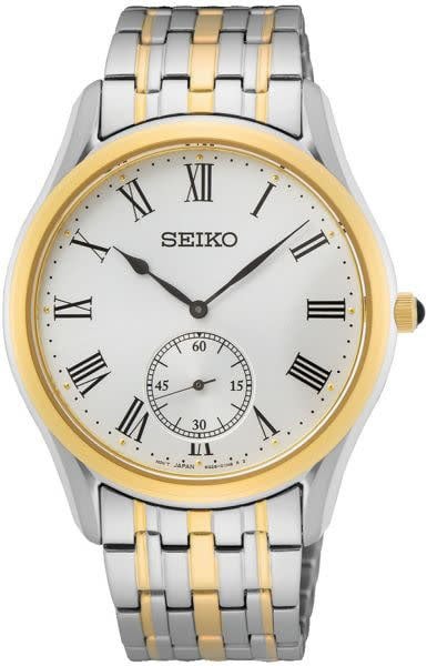 Seiko Seiko Horloge SRK048P1 Staal Bi-color met Geelgouden Plating Quartz 50m Waterdicht 39mm Zilver
