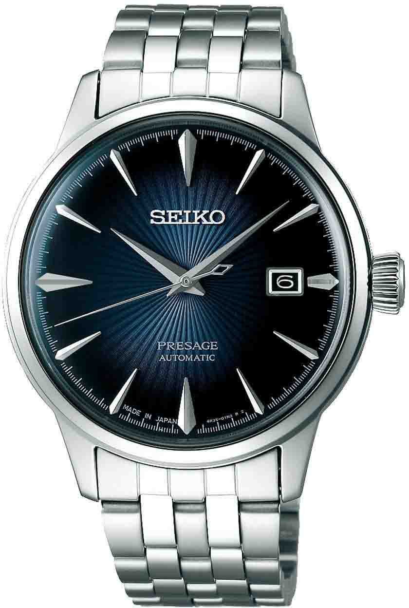 Seiko Seiko Horloge SRPB41J1 Presage Staal Automaat 50m Waterdicht met Blauwe Wijzerplaat 40mm Zilver