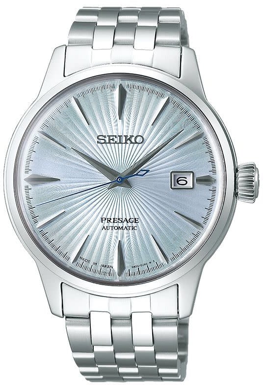 Seiko Seiko Horloge SRPE19J1 Presage Staal Automaat 50m Waterdicht met Licht Blauwe Wijzerplaat 40mm Zilver