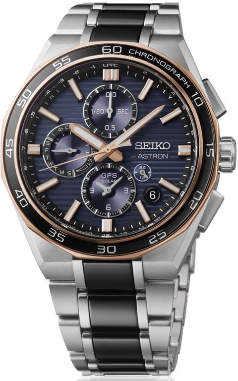 Seiko Seiko Horloge SSH180J1 Astron Titanium/ Ceramisch Solar GPS Dual Time 100m Watericht 43mm Limited Edition 1320/1500 Zilver