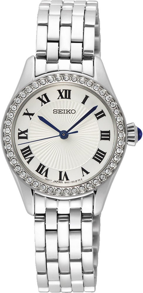 Seiko Seiko Horloge SUR333P1 Staal Quartz met Witte Wijzerplaat 26mm Zilver