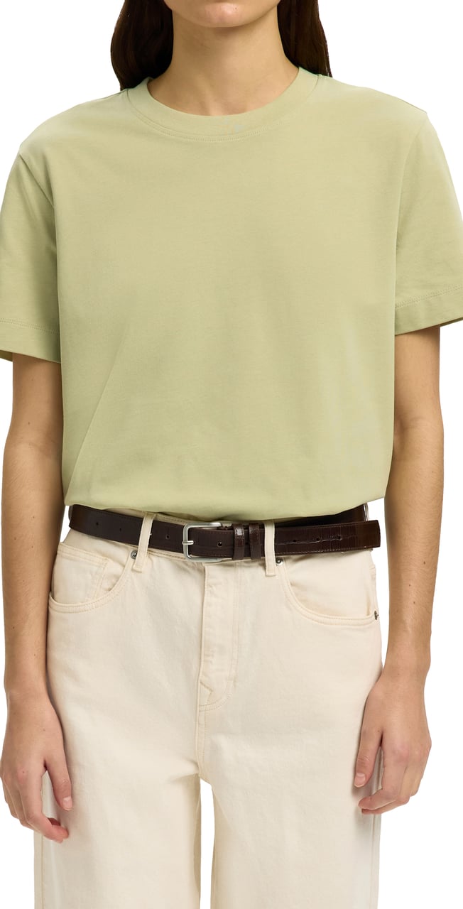 Selected Femme Selected Femme - SLFESSENTIAL SS BOXY TEE NOOS - 16087919 - Lint Groen