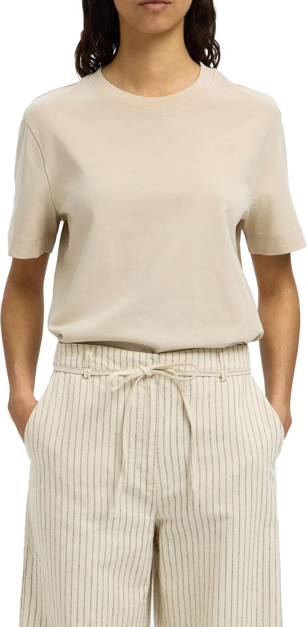 Selected Femme Selected Femme - SLFESSENTIAL SS BOXY TEE NOOS - 16087919 - Oatmeal Grijs