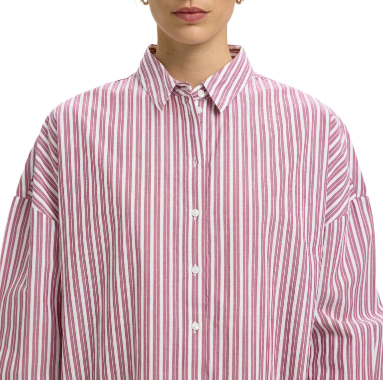 Selected Femme - SLFEMMA-SANNI LS STRIPED SHIRT NOOS - 16088971 - Anemone Stripes Rood